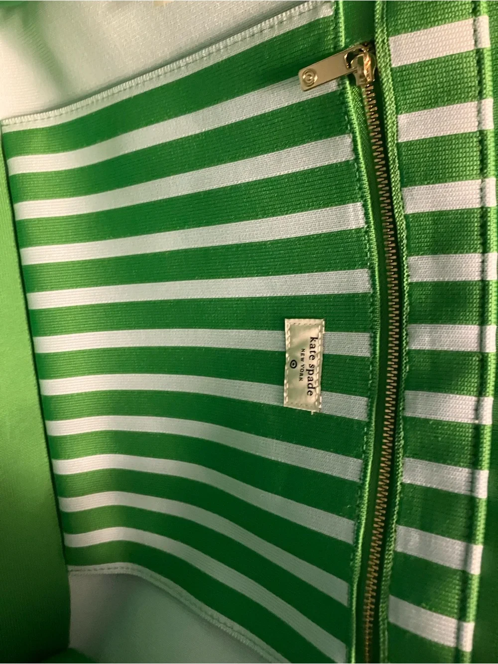 Kate Spade x Target limited editon green and white striped summer canvas bag